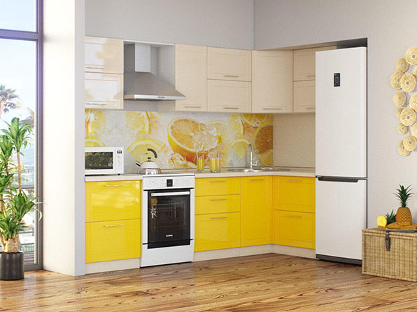 Интерьер кухни в желтом цвете фото 17