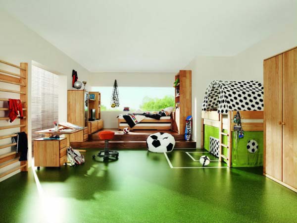 Детская комната с зеленым полом