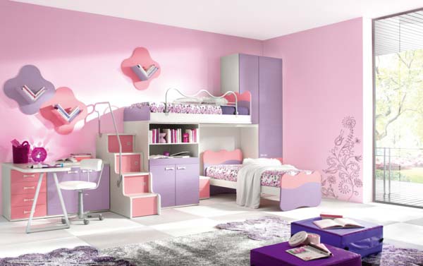 Комната для девочки в фиолетово-розовых тонах