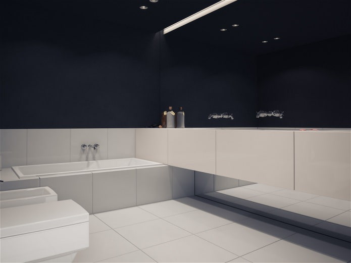 черно-белый дизайн ванной