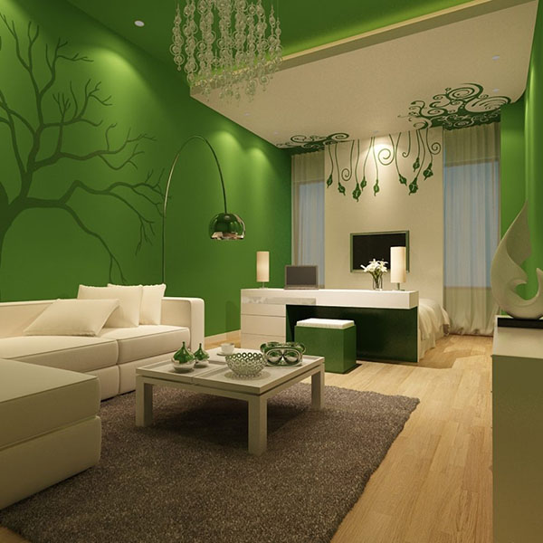 Дизайн гостиной в зеленом цвете фото 4