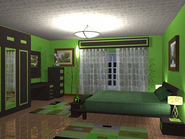 Дизайн спальни в зеленом цвете фото 1