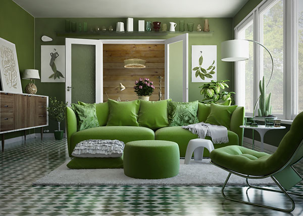 Дизайн гостиной в зеленом цвете фото 3
