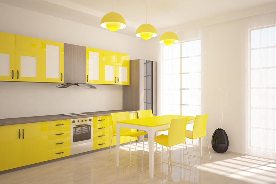 Дизайн кухни в желтом цвете