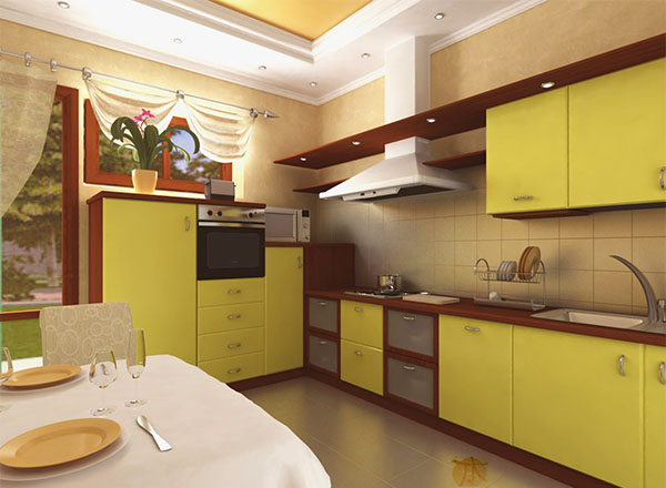 Интерьер кухни в желтом цвете фото 5