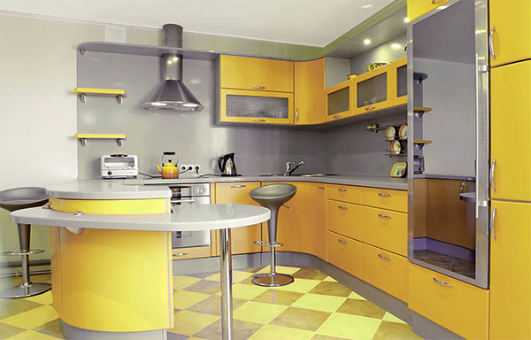 Интерьер кухни в желтом цвете фото 7