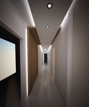Потолок в коридоре со скрытой светодиодной подсветкой